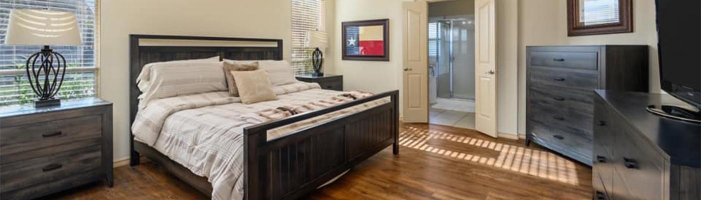Wood flooring in bedroom